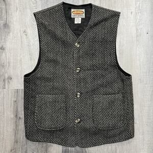 VTG Paragraff Clothing Co Wool Herringbone Waist Coat Button Vest Men's M